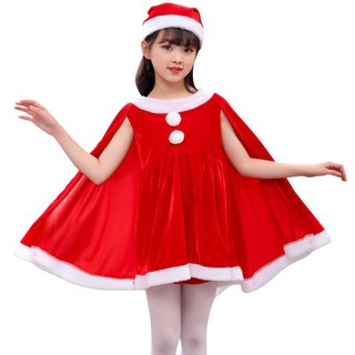 ชุดเด็ก ชุดซานตาครอส ชุดแซนตี้ ชุดคริสต์มาส แขนกุดผ้าคลุมหลัง Santy Santa claus Christmas Costumes 7c167