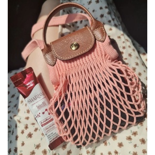 พร้อมส่ง LONGCHAMP LE PLIAGE FILET CROSS BODY XS สี Blush จากช็อปญี่ปุ่น