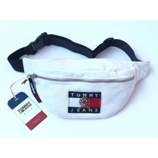 Tommy Jeans Creat Heritage Bum Bag กระเป๋าคาดอก | คาดเอว ผ้า : Cotton 100% ⚪️ สีขาว