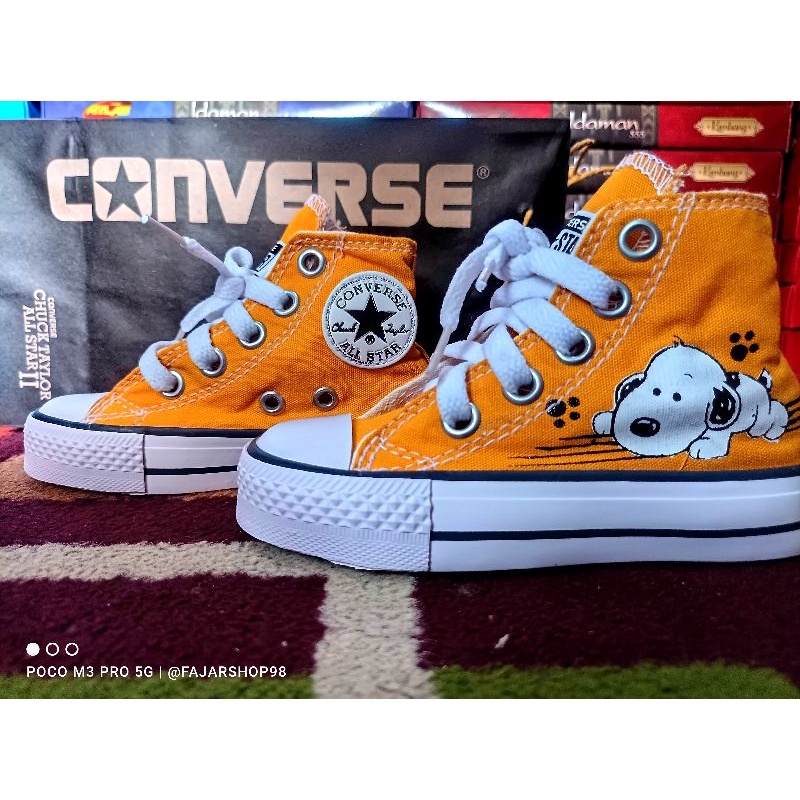 รองเท้าผ้าใบ ลายการ์ตูน Snoopy Converse สําหรับเด็ก ไซซ์ 21-30
