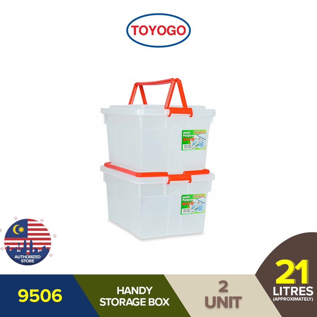 TOYOGO Handy Storage Box with Lid & Clip - Translucent 9506 (21L) [4 ยูนิต]