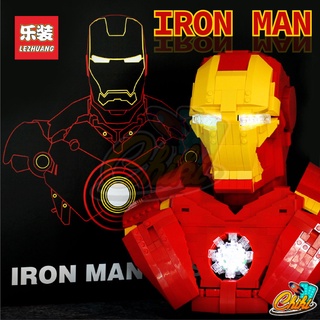 ชุดตัวต่อ ไอรอนเเมน IRON MAN BUST มีไฟที่ตาเเละหน้าอกปรับระดับ เเละปรับโหมดได้ สวย เท่ LZ19303