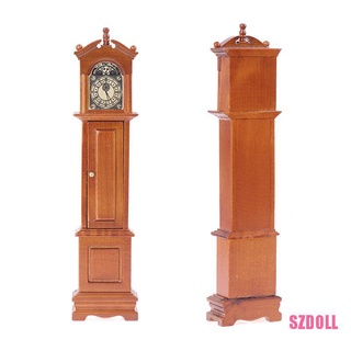 [SZDOLL] นาฬิกาไม้จิ๋ว 1:12 สําหรับตกแต่งบ้านตุ๊กตา