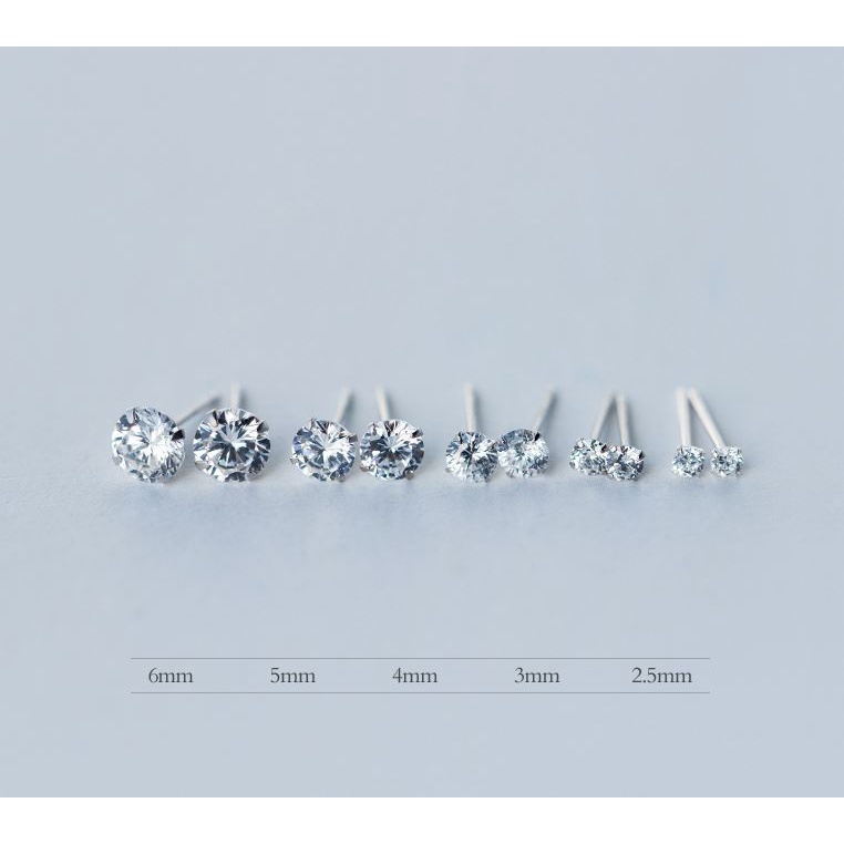 [SE619] ต่างหูเงินแท้ 92.5%  ต่างหูเพชร CZ ดีไซน์เจียระไน 6 แบบ งานพรีเมียม แนวมินิมอล สวยคลาสสิก silver 925 minimore