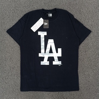 เสื้อยืดพรีเมี่ยม พิมพ์ลายพราง Mlb X LOS ANGELES สีเทา สีดํา