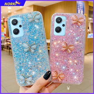 เคสโทรศัพท์มือถือ ซิลิโคนนุ่ม ลายผีเสื้อ 3D ประดับเลื่อม กลิตเตอร์ แวววาว สําหรับ Realme 10 Pro 9i 9Pro 8 8i 8Pro 7 7i 7Pro 6i 5 5i 5S 5Pro