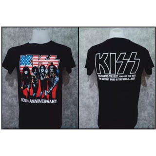 เสื้อวงคอกลม สกรีนลาย KISS หน้าหล้ง