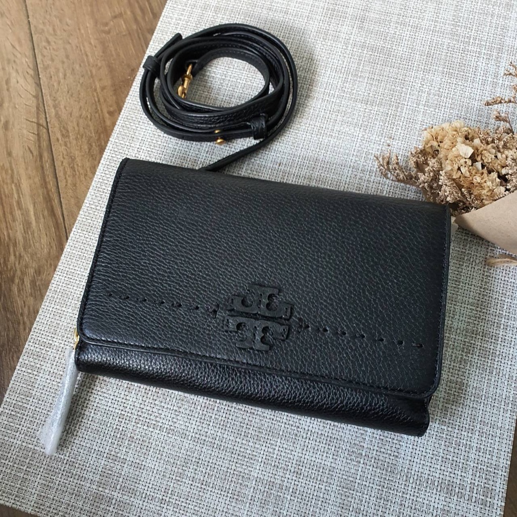 Tory Burch McGraw Flat Leather Wallet Crossbody-Handbag