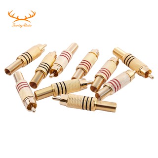 ปลั๊กเชื่อมต่อเสียง 10 Gold Tone Male Rca Plug Audio