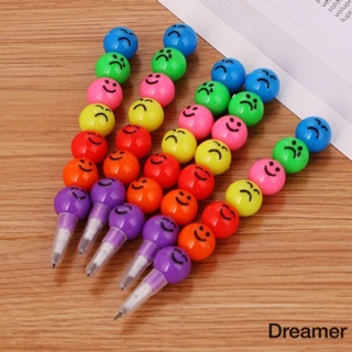 สีเทียนและดินสอไส้ต่อ มะระหน้าอีโมติคอน 7 สี เครื่องเขียนนักเรียนน่ารัก