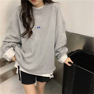 Women Autumn Winter Korean Cartoon Print Student Loose Class Clothes Plus Velvet Long-Sleeved Round Neck Sweater เสอื้ ไหมพรม