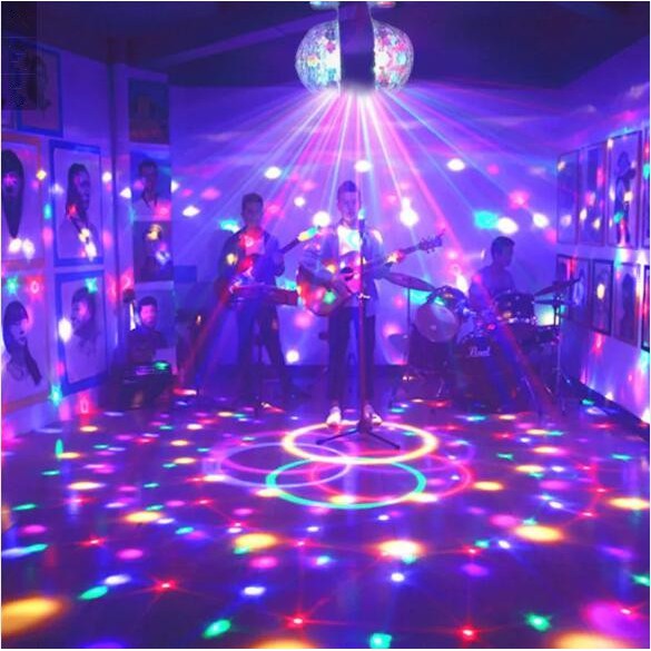 6w LED RGB Stage หลอดไฟ Double Headed Ball E27 หมุนสําหรับ KTV Bar Disco Party Decor โคมไฟ