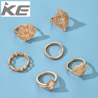 Exaggerated Love Ring Hollow Pattern Triangle  Finger Female 6-Piece Set for girls for women