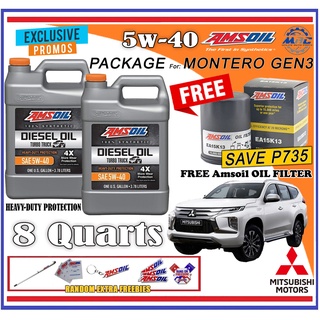 AMSOIL Heavy Duty Turbo Truck 5W-40 8 quarts FREE Oil Filter Package for MITSUBISHI MONTERO GEN3