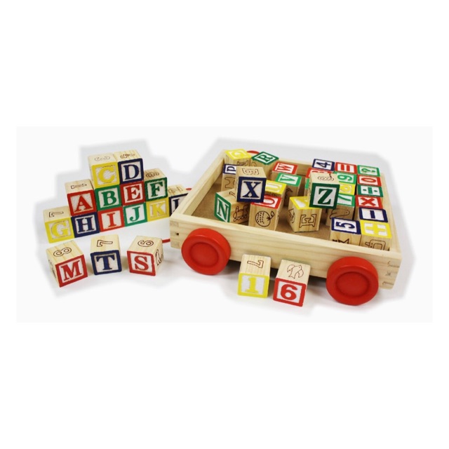 รถเข็นบล็อกไม้ - บล็อกABC & CART WITH BLOCKS “ABC”
