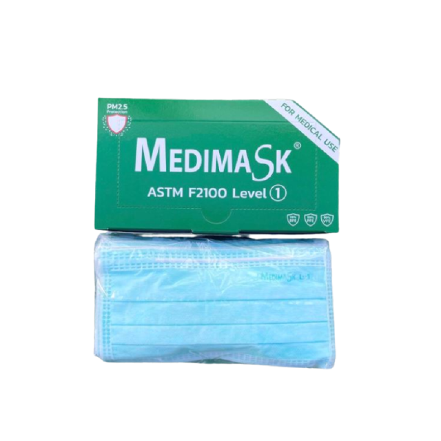 พร้อมส่ง หน้ากากอนามัย แบบ 3 ชั้น (กล่องละ 50 ชิ้น) ผลิตในประเทศไทย Medimask iMED Biosafe SEC Kleanmask ของแท้100%
