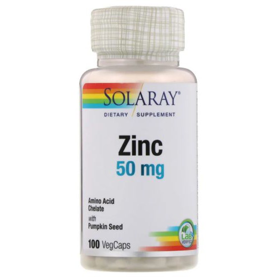 Solaray, Zinc, 50 mg [ 100 VegCaps ] with Pumpkin seed , Zinc (as Zinc Amino Acid Chelate Complex) ,