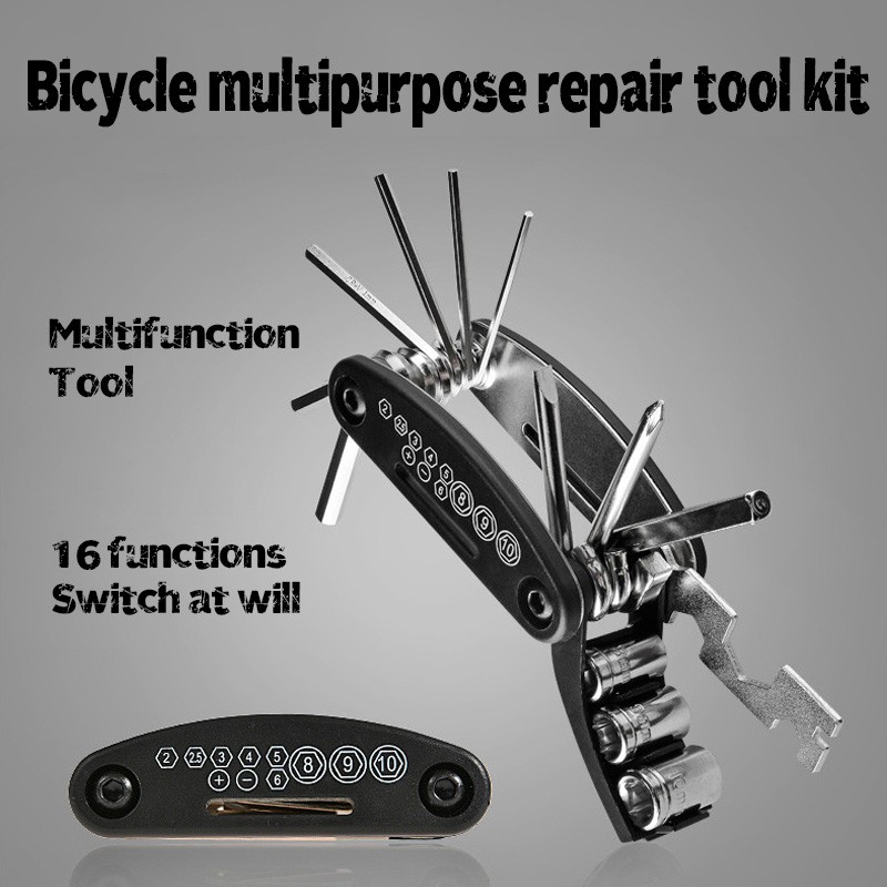 ชุดเครื่องมือซ่อมจักรยาน 16 IN 1 แบบพกพา Bike Repair Tool Kit ชุดประแจและไขควง - รูปที่ 6