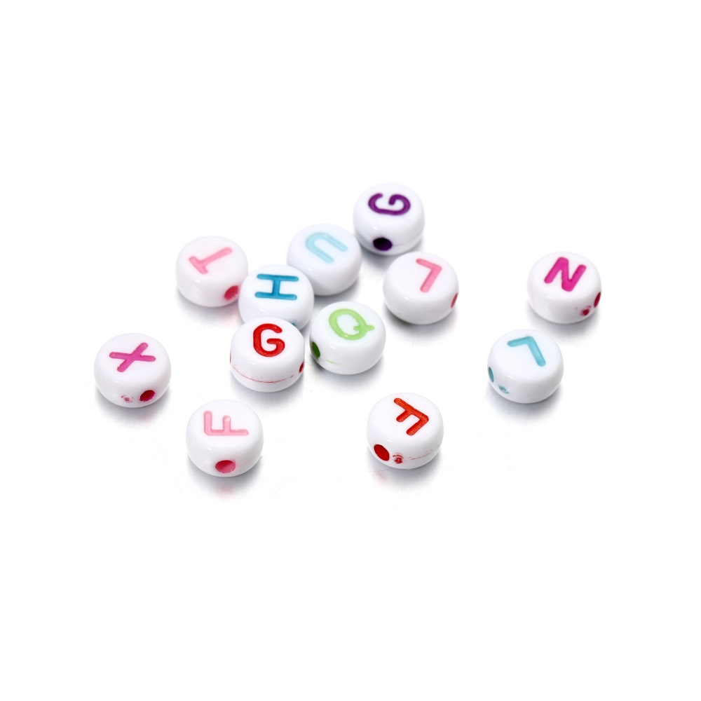 ลูกปัดตัวอักษร  100ชิ้น/แพ็ค อะคริลิค แบบหัวใจ-สีขาว สำหรับDIYจี้เครื่องประดับ - รูปที่ 2