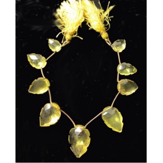 113.40 Ct  มะนาว ควอทซ์ แท้ ธรรมชาติ Natural Lemon Quartz Pear Shape For Necklace 9pcs