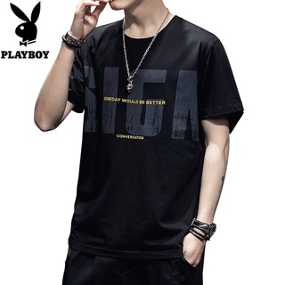 PLAYBOY Short-sleeved T-shirt Summer New Round Neck Mens Tops