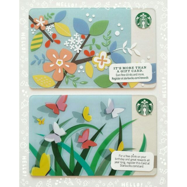 การ์ด สตาร์บัคส์ อเมริกา Starbucks Card US "Flower Butterfly" บัตรสะสม