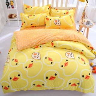 Sweet Kip ชุดผ้าปูที่นอนขนาด 3.5ฟุต/ 5ฟุต/ 6ฟุต พร้อมผ้านวมขนาด 180 x 220 เซ็นติเมตร รวม 6 ชิ้น ลายเป็ดน่ารัก