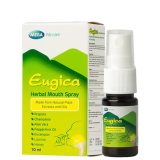 Mega We Care Eugica Herbal Mouth Spray Propoliz extract ยูจิก้า เฮอร์บอล เม้าท์ สเปรย์ 10ml สเปรย์ แก้ไอ แก้เจ็บคอ