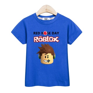 เสื้อยืดผ้าฝ้าย ลาย ROBLOX สำหรับเด็กผู้ชาย เสื้อผ้าฝ้ายฤดูร้อนสำหรับเด็ก