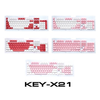 NUBWO KEYCAP X21 คีย์ไทย/อังกฤษ ไฟทะลุ PINK-WHITE/WHITE