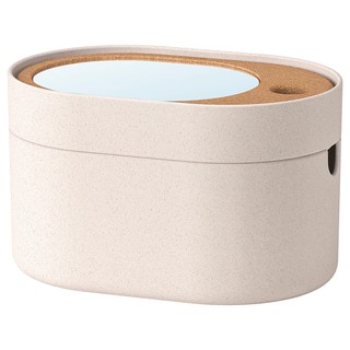 อิเกีย กล่องใส่ของพร้อมฝาปิดกระจก ไม้ก๊อก ikea saxborga