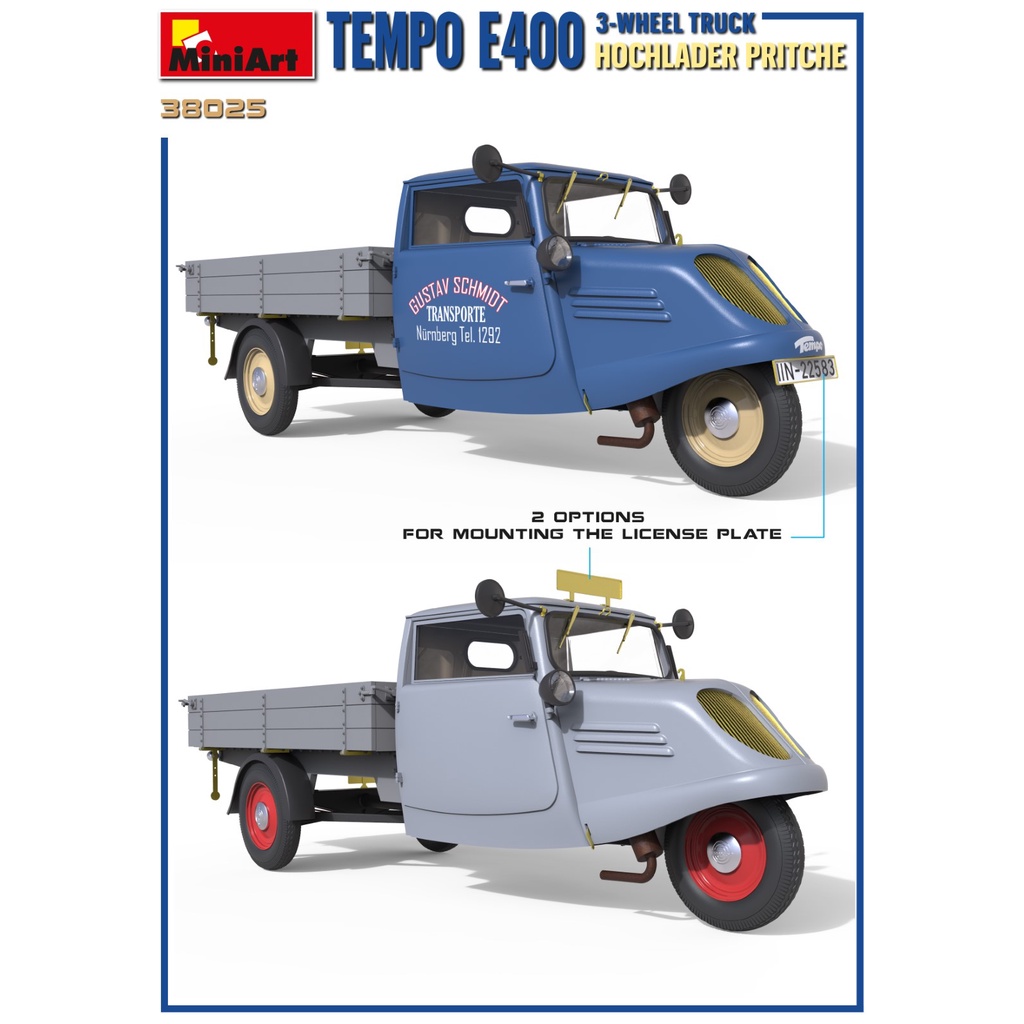 MI38025 TEMPO E400 HOCHLADER PRITSCHE 3-WHEEL TRUCK 1/35 #1