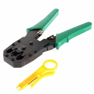 Set 2in1 คีมเข้าหัวสายแลน RJ45 CAT5 RJ11 RJ12 LAN Cable Wire Crimper Crimp Plier Strip Tool + ตัวเช็คสายแลน 4.5