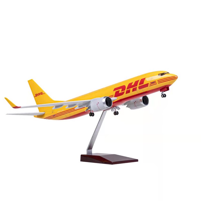 [47cm] โมเดลเครื่องบิน DHL B737 Airplane Model with LED Light (Touch or Sound Control) - ของตั้งโชว์ ของสะสม