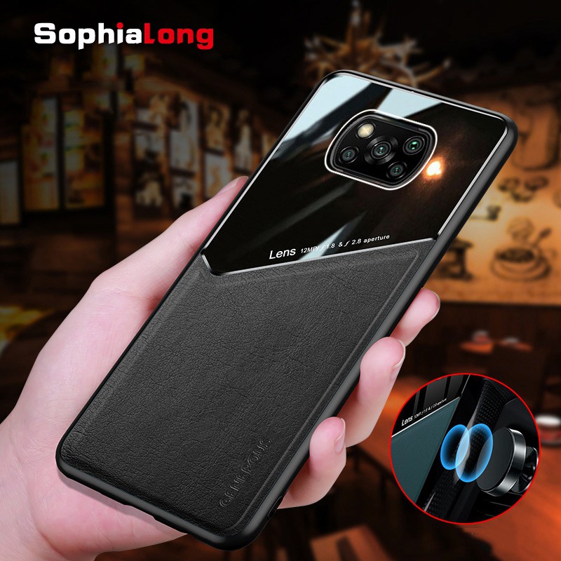 Xiaomi Poco X3 NFC Pro Casing เคสโทรศัพท์หนังคุณภาพสูง Xiomi Pocophone F2 Pro Cover Car Magnetic function