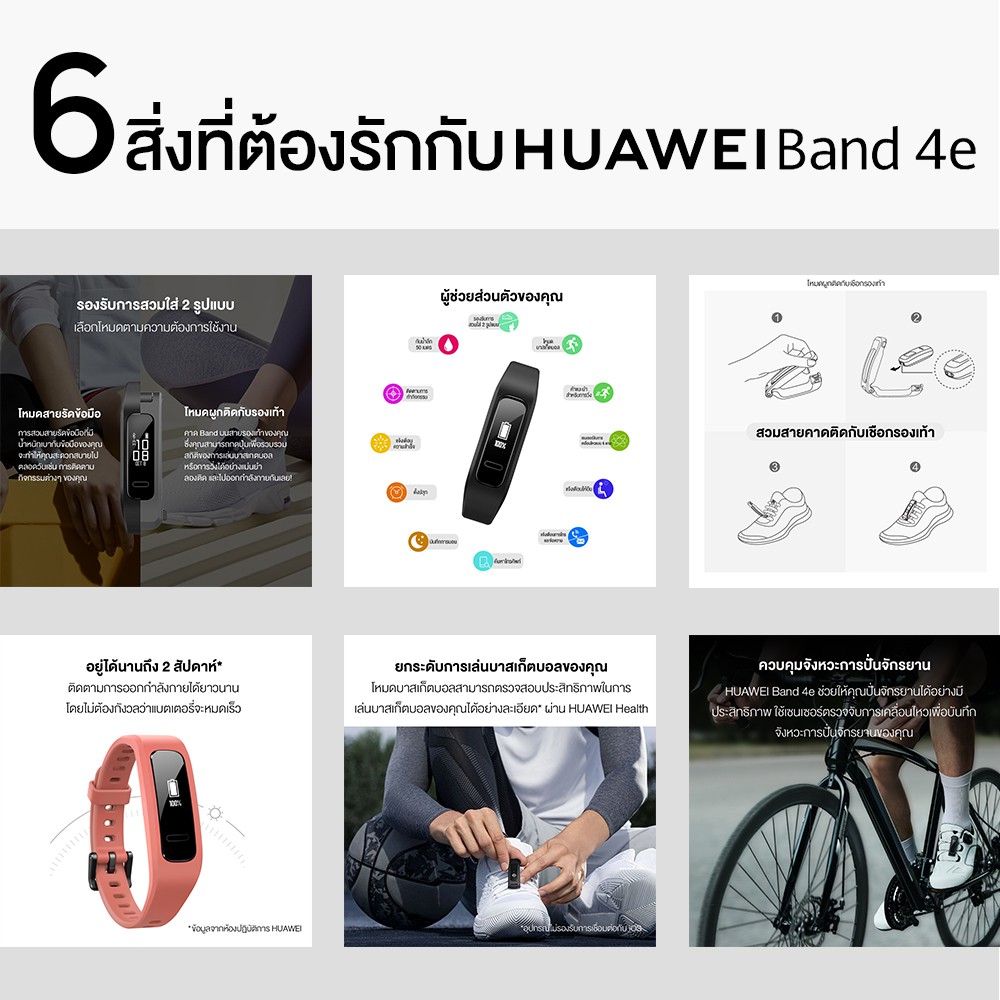 HUAWEI Band 4e อุปกรณ์สวมใส่|อุปกรณ์ออกกำลังกาย ออกแบบสำหรับติดรองเท้า กันน้ำ5ATM แบตเตอรี่ยาวนาน ร้านค้าอย่างเป็นทางการ #4