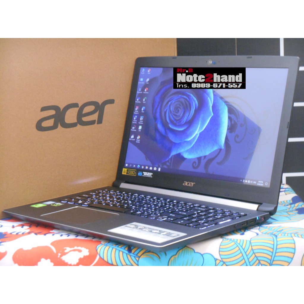 โน๊ตบุ๊คมือสอง ACER Core i5-8300H จอ15.6”FHD แรม8+ NVMe 256+SSD 480+การ์ดจอ GTX4GB+ประกันศูนย์