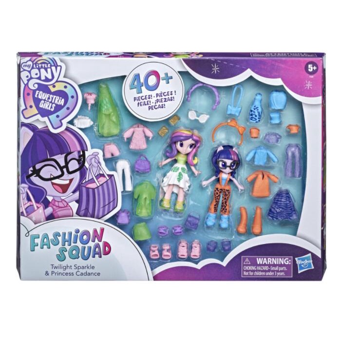 My Little Pony Equestria Girls Fashion Squad Twilight Sparkle and Princess Cadance Mini Doll Set Toy, 40 Fashion Accessories F1587 ชุดของเล่นตุ๊กตา My Little Pony Equestria Squad Twilight Sparkle and Princess Cadance ขนาดเล็ก แฟชั่น 40 ชิ้น F1587