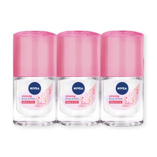 🔥ยอดนิยม!! นีเวีย ไวท์เทนนิ่ง ดีพ เซรั่ม ซากุระ โรลออน ขนาด 20 มล. แพ็ค 3 ขวด Nivea Whitening Deep Serum Sakura Roll-on