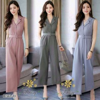 👗จั๊มสูท ขายาวคอปก🛍 D1543-