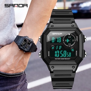 SANDA Brand Men Sports Watches Fashion Chronos Countdown Mens Waterproof LED Digital Watch Man Military Clock Relogio M