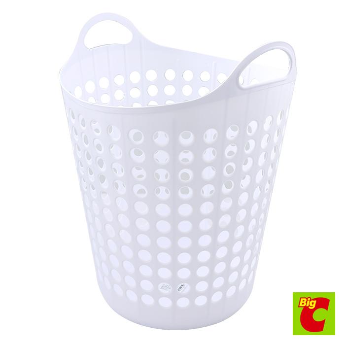 ตะกร้า ทรงมน พร้อมหู รุ่น PN862 สีขาว