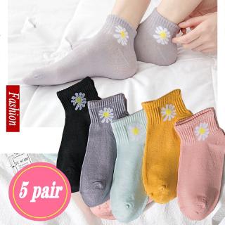 5 pair Female Boat Socks Low socks / Candy Color socks / Fashion Small Daisy Short Socks / Breathable Invisible Sock