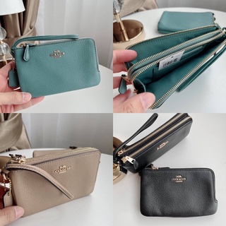 🎀 คล้องมือ 2S แบบ 2 zip COACH 6649 DOUBLE CORNER ZIP WRISTLET