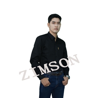 เสื้อเชิ้ตแขนยาว สีดำ ยี่ห้อ ZIMSON