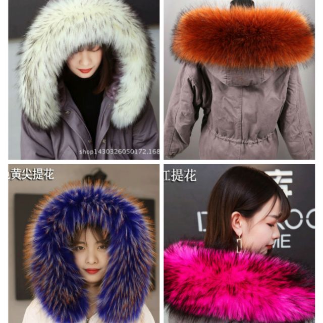 C001 พร้อมส่ง ฮู๊ดเฟอร์ FUR เฟอร์ติดฮูท เฟอร์ผ้าพันคอปก เฟอร์ ผ้าพันคอ Collar ฟูๆ (เฟอร์ขนเทียม)