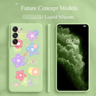 เคสดอกดาวตกมือถือ Liquid Silicone Phone Case For Samsung Galaxy S21 Plus Ultra Shockproof Camera Lens Protection Soft Back Cover