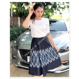 กระโปรงลายไทยฟรีไซส์👗👗กระโปรงทำงานผ้าญี่ปุ่นพิมพ์ลายไทย