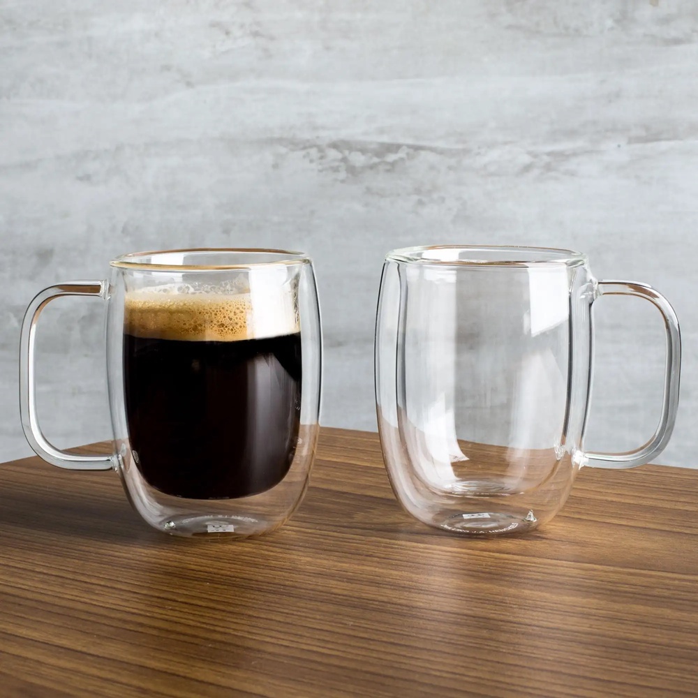 แก้วบอโรซิลิเกตสูงแก้วทนอุณหภูมิสูงถ้วยสองชั้นถ้วยกาแฟสร้างสรรค์ฉนวนกันความร้อนที่กําหนดเอง Double La