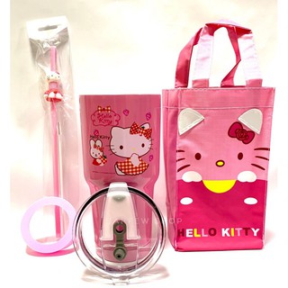 แก้วเก็บอุณหภูมิ ร้อน-เย็น แก้วเยติ ลาย Kitty-Kitty คิตตี้ สีชมพู  ฟรี!!.หลอดคิตตี้ และยางรองแก้ว (คละสี)